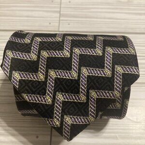 Countess Mara Multicolored Silk Tie Chevron Like Print Made In Italy.